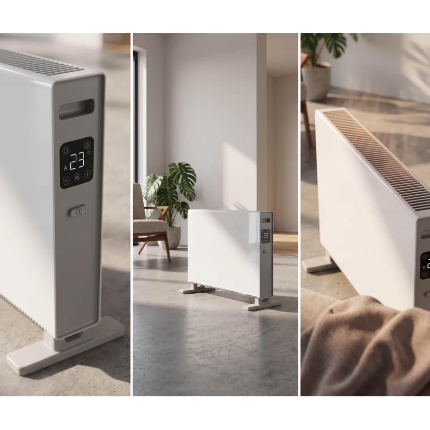ZEVENTI - Električni grejač/konvektor sa LCD displejem  1250/2000W/230V bela + daljinski upravljač