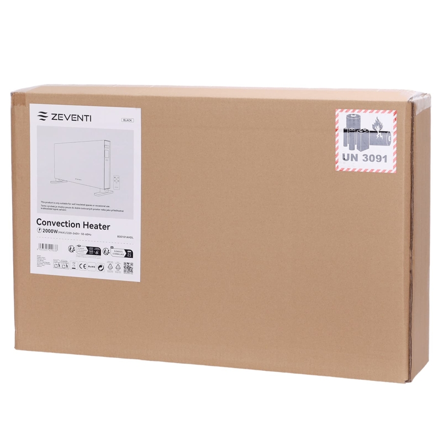 ZEVENTI - Električni grejač/konvektor sa LCD displejem  1250/2000W/230V bela + daljinski upravljač