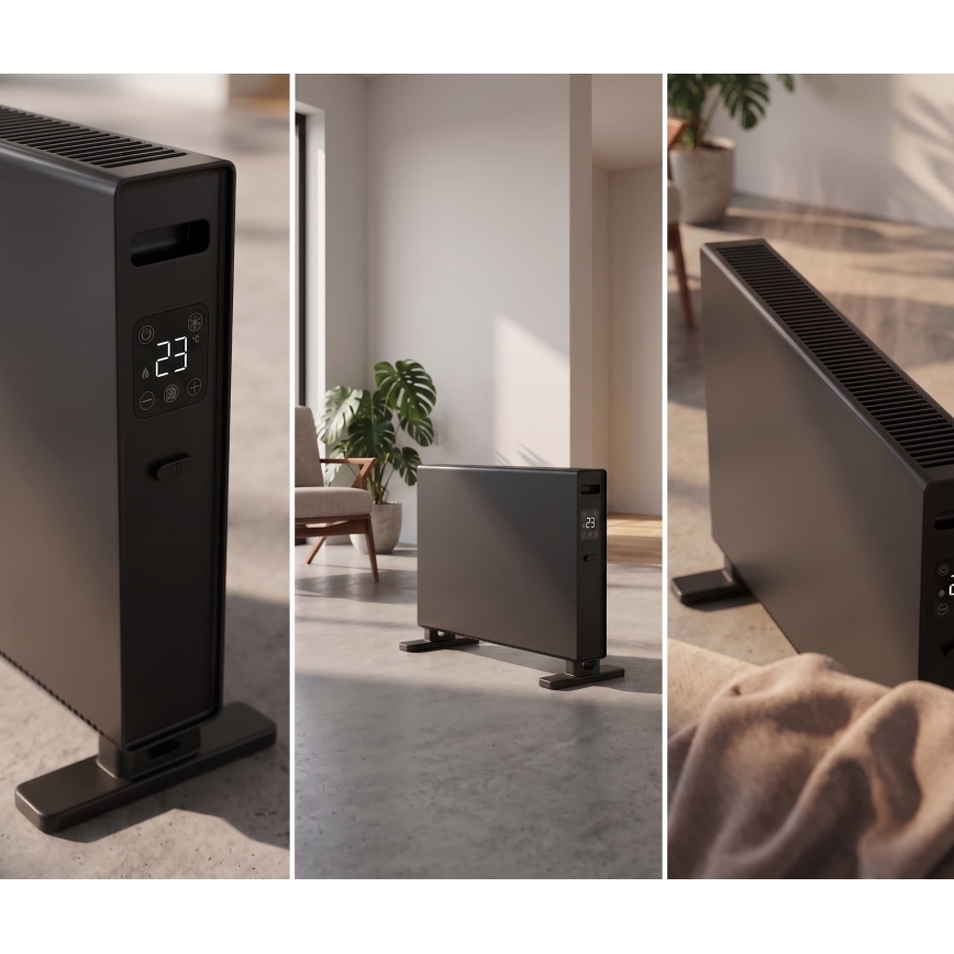 ZEVENTI - Električni konvektor/grejač sa LCD displejem 1250/2000W/230V crna + daljinski upravljač