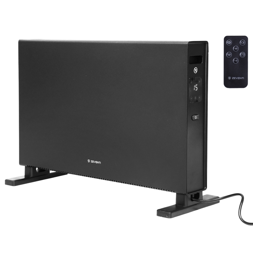 ZEVENTI - Električni konvektor/grejač sa LCD displejem 1250/2000W/230V crna + daljinski upravljač