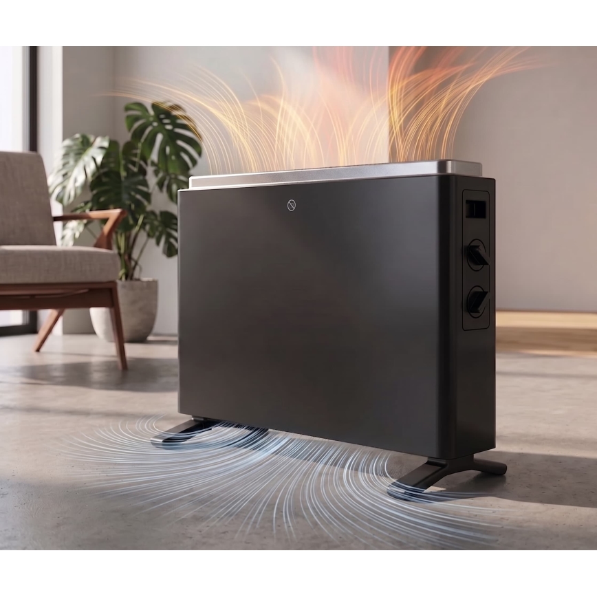 ZEVENTI - Električni konvektor/radijator 800/1200/2000W/230V crna