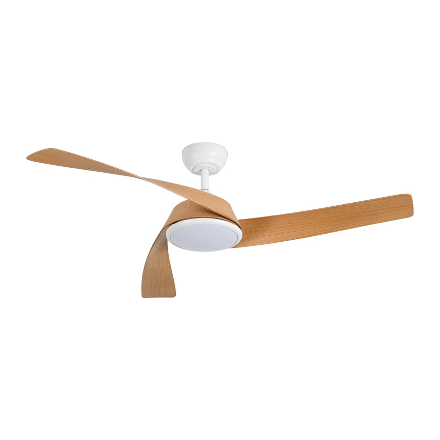 ZEVENTI - LED prigušiva plafonski ventilator AERYS LED/24W/230V 3000/4000/6000K Wi-Fi Tuya bela/hrast + daljinski upravljač