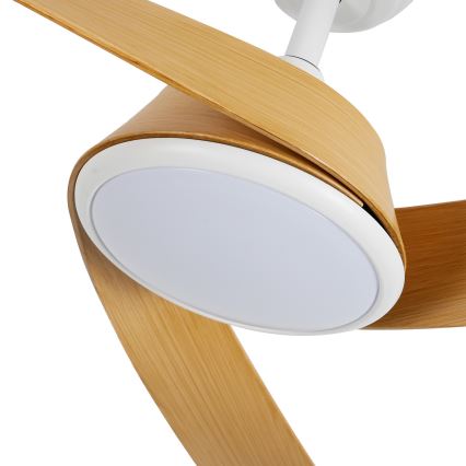 ZEVENTI - LED prigušiva plafonski ventilator AERYS LED/24W/230V 3000/4000/6000K Wi-Fi Tuya bela/hrast + daljinski upravljač