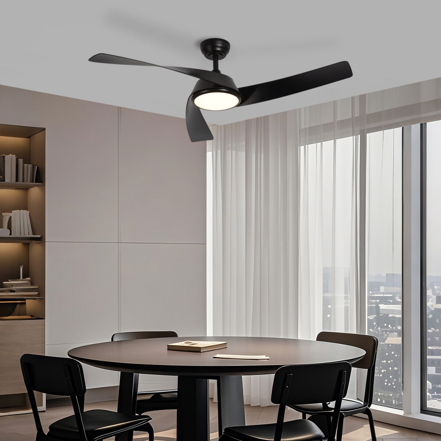 ZEVENTI - LED prigušiva stropni ventilator AERYS LED/24W/230V 3000/4000/6000K Wi-Fi Tuya crna + daljinski upravljač