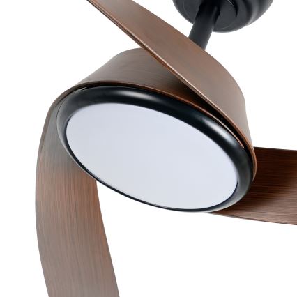 ZEVENTI - LED prigušiva stropni ventilator AERYS LED/24W/230V 3000/4000/6000K Wi-Fi Tuya crna/orah + daljinski upravljač