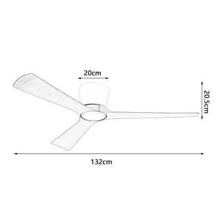 ZEVENTI - LED prigušiva stropni ventilator AUREX LED/24W/230V 3000/4000/6000K Wi-Fi Tuya bela/hrast + daljinski upravljač