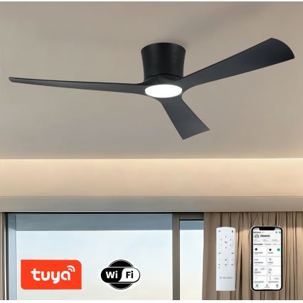 ZEVENTI - LED prigušiva plafonski ventilator AUREX LED/24W/230V 3000/4000/6000K Wi-Fi Tuya crna + daljinski upravljač