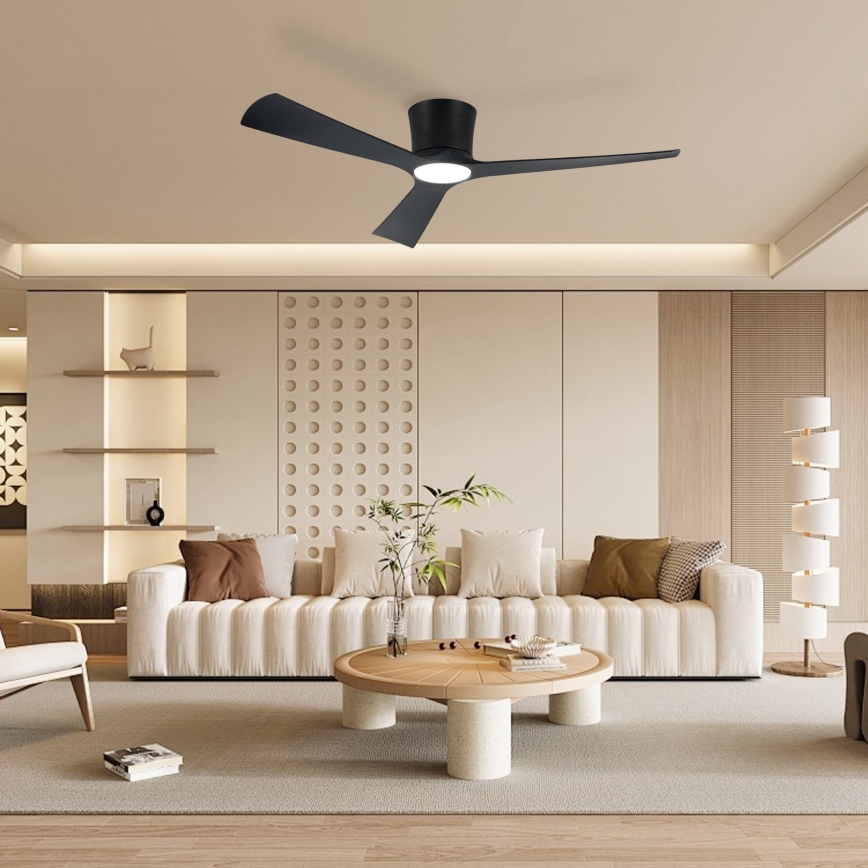 ZEVENTI - LED prigušiva plafonski ventilator AUREX LED/24W/230V 3000/4000/6000K Wi-Fi Tuya crna + daljinski upravljač