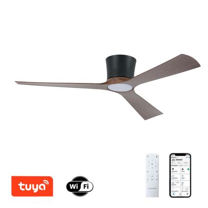ZEVENTI - LED prigušiva plafonski ventilator AUREX LED/24W/230V 3000/4000/6000K Wi-Fi Tuya crna/orah + daljinski upravljač