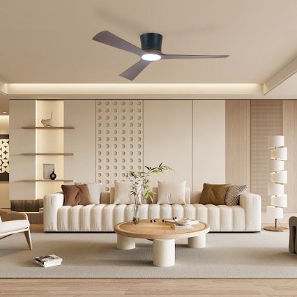ZEVENTI - LED prigušiva plafonski ventilator AUREX LED/24W/230V 3000/4000/6000K Wi-Fi Tuya crna/orah + daljinski upravljač
