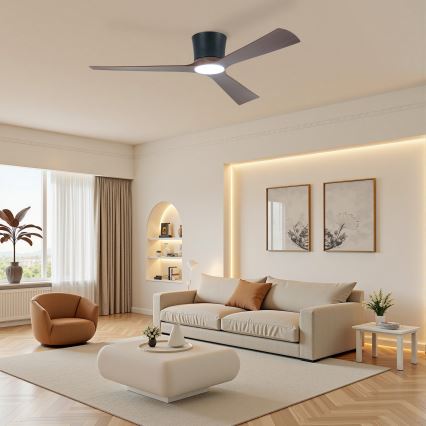 ZEVENTI - LED prigušiva plafonski ventilator AUREX LED/24W/230V 3000/4000/6000K Wi-Fi Tuya crna/orah + daljinski upravljač