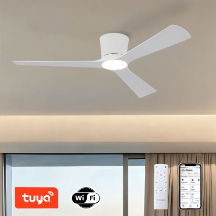 ZEVENTI - AUREX LED prigušiva plafonski ventilator LED/24W/230V 3000/4000/6000K Wi-Fi Tuya bela + daljinski upravljač