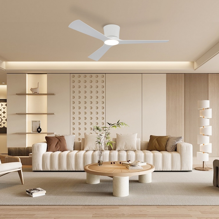 ZEVENTI - AUREX LED prigušiva plafonski ventilator LED/24W/230V 3000/4000/6000K Wi-Fi Tuya bela + daljinski upravljač