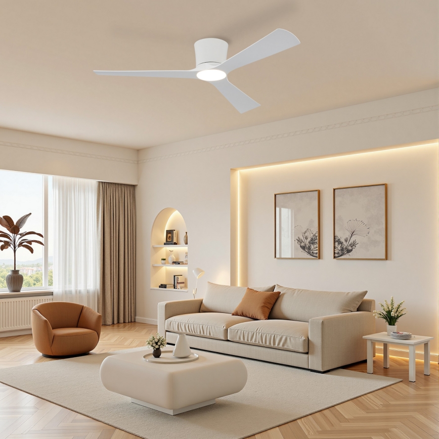ZEVENTI - AUREX LED prigušiva plafonski ventilator LED/24W/230V 3000/4000/6000K Wi-Fi Tuya bela + daljinski upravljač