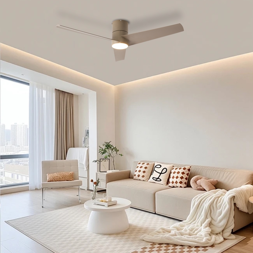 ZEVENTI - LED plafonski ventilator BARROSA LED/18W/230V 3000/4000/6000K Wi-Fi Tuya bež + daljinski upravljač
