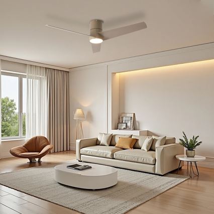 ZEVENTI - LED plafonski ventilator BARROSA LED/18W/230V 3000/4000/6000K Wi-Fi Tuya bež + daljinski upravljač