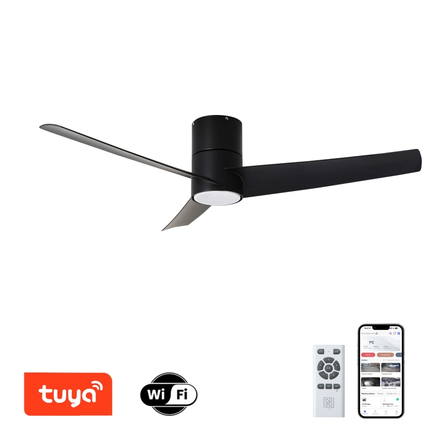 ZEVENTI - LED plafonski ventilator BARROSA LED/18W/230V 3000/4000/6000K Wi-Fi Tuya crna + daljinski upravljač