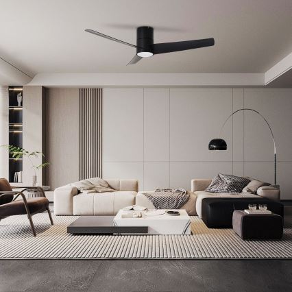 ZEVENTI - LED plafonski ventilator BARROSA LED/18W/230V 3000/4000/6000K Wi-Fi Tuya crna + daljinski upravljač