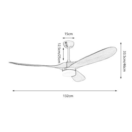 ZEVENTI - LED plafonski ventilator GINOSA LED/18W/230V 3000/4000/6000K Wi-Fi Tuya crna/hrast + daljinski upravljač