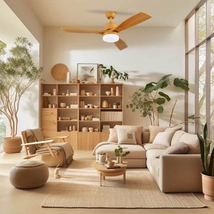 ZEVENTI - LED plafonski ventilator MARE LED/24W/230V 3000/4000/6000K Wi-Fi Tuya hrast + daljinski upravljač