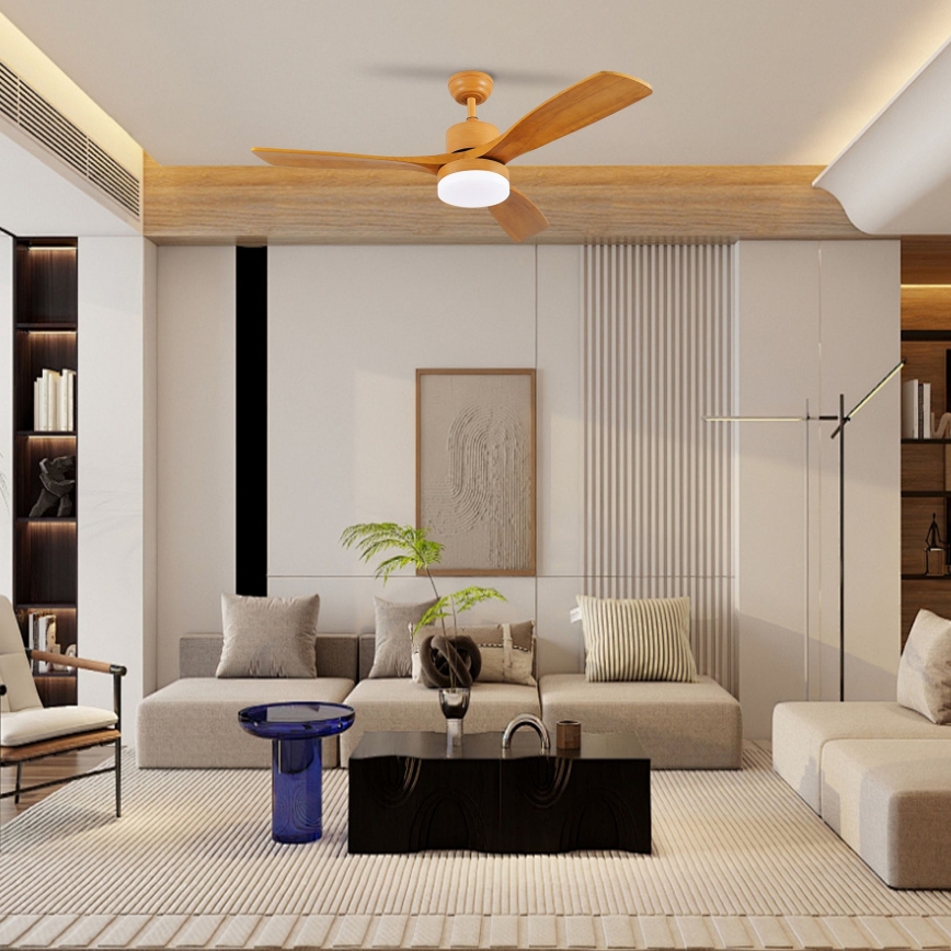 ZEVENTI - LED plafonski ventilator MARE LED/24W/230V 3000/4000/6000K Wi-Fi Tuya hrast + daljinski upravljač