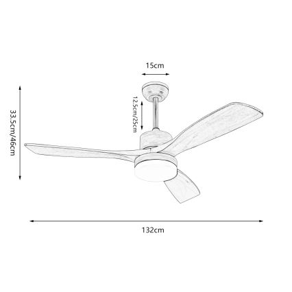 ZEVENTI - LED plafonski ventilator MARE LED/24W/230V 3000/4000/6000K Wi-Fi Tuya hrast + daljinski upravljač