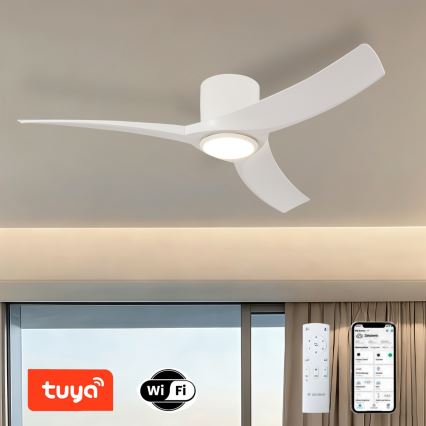 ZEVENTI - LED prigušiva plafonski ventilator ORBITO LED/24W/230V 3000/4000/6000K Wi-Fi Tuya bela + daljinski upravljač