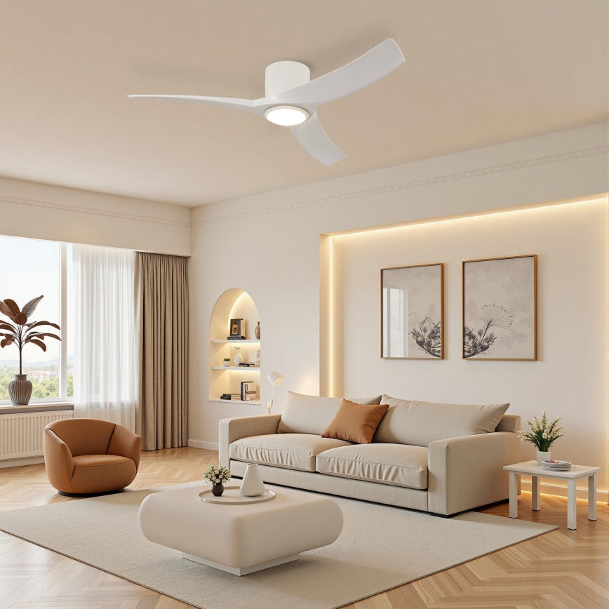 ZEVENTI - LED prigušiva plafonski ventilator ORBITO LED/24W/230V 3000/4000/6000K Wi-Fi Tuya bela + daljinski upravljač