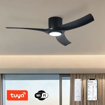 ZEVENTI - LED prigušiva plafonski ventilator ORBITO LED/24W/230V 3000/4000/6000K Wi-Fi Tuya crni + daljinski upravljač