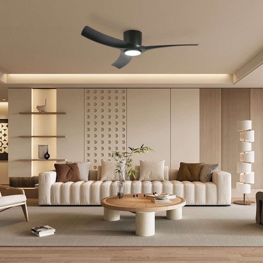 ZEVENTI - LED prigušiva plafonski ventilator ORBITO LED/24W/230V 3000/4000/6000K Wi-Fi Tuya crni + daljinski upravljač