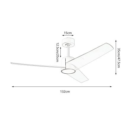 ZEVENTI - LED plafonski ventilator ORVIETO LED/18W/230V 3000/4000/6000K Wi-Fi Tuya, beo + daljinski upravljač