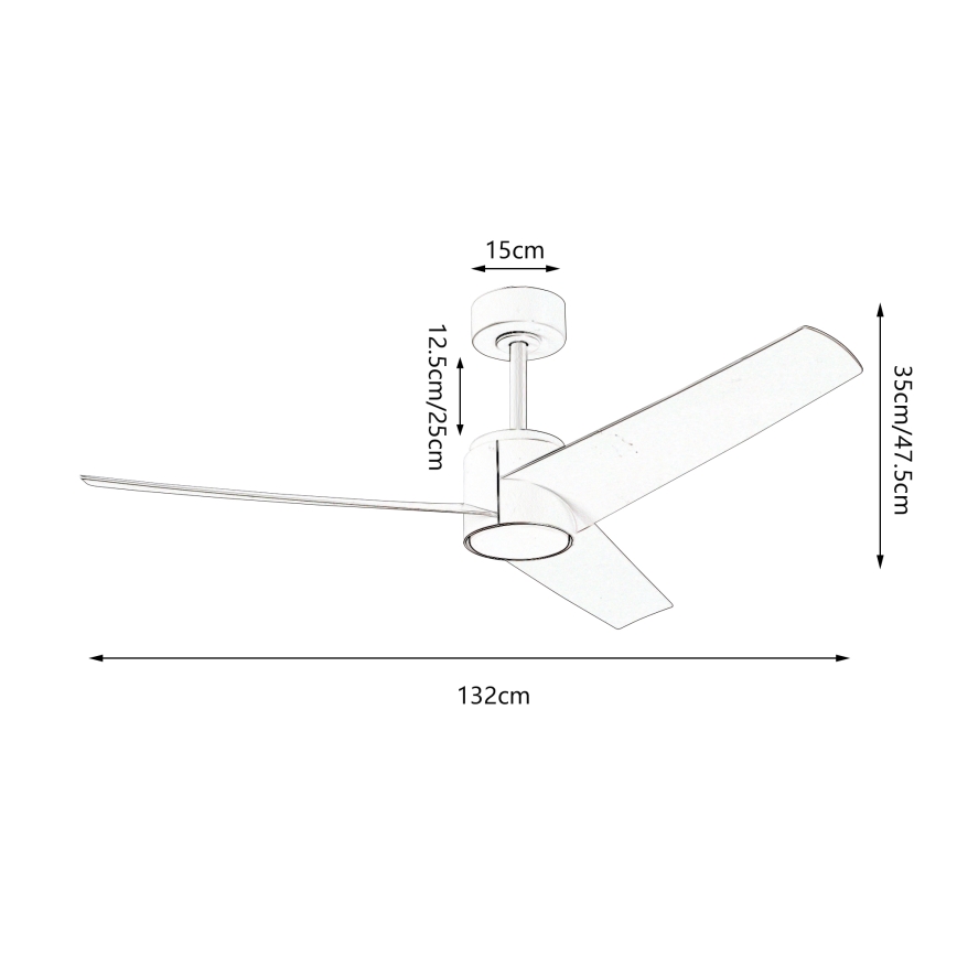 ZEVENTI - LED plafonski ventilator ORVIETO LED/18W/230V 3000/4000/6000K Wi-Fi Tuya, beo + daljinski upravljač