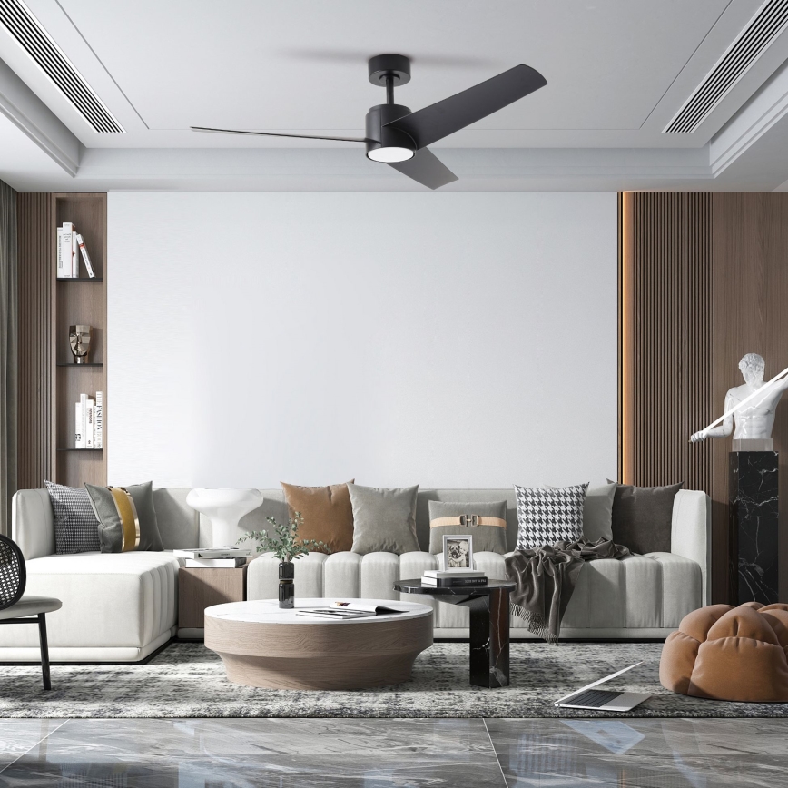 ZEVENTI - LED plafonski ventilator ORVIETO LED/18W/230V 3000/4000/6000K Wi-Fi Tuya crna + daljinski upravljač