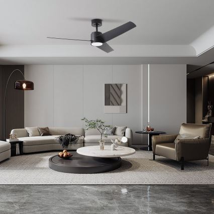 ZEVENTI - LED plafonski ventilator ORVIETO LED/18W/230V 3000/4000/6000K Wi-Fi Tuya crna + daljinski upravljač