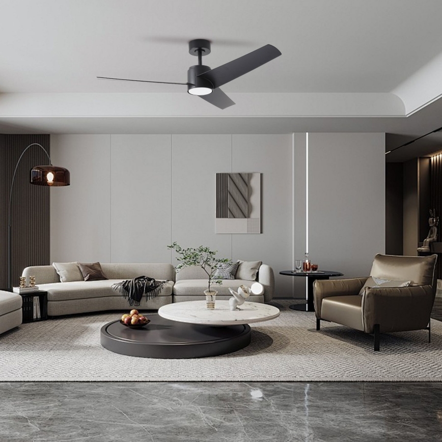 ZEVENTI - LED plafonski ventilator ORVIETO LED/18W/230V 3000/4000/6000K Wi-Fi Tuya crna + daljinski upravljač