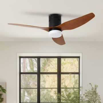 ZEVENTI - LED plafonski ventilator PADUA LED/18W/230V 3000/4000/6000K Wi-Fi Tuya crna/smeđa + daljinski upravljač