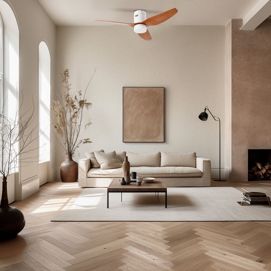 ZEVENTI - LED stropni ventilator PADUA LED/18W/230V 3000-6000K Wi-Fi Tuya bela/braon + daljinski upravljač