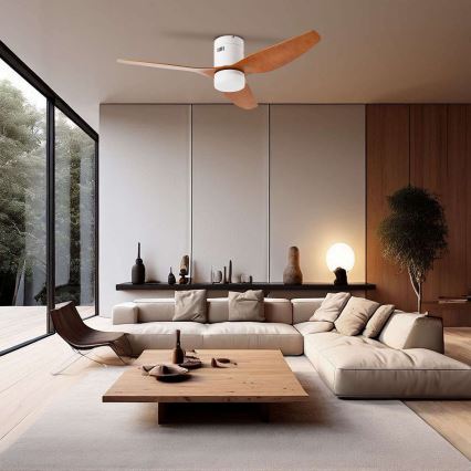 ZEVENTI - LED stropni ventilator PADUA LED/18W/230V 3000-6000K Wi-Fi Tuya bela/braon + daljinski upravljač