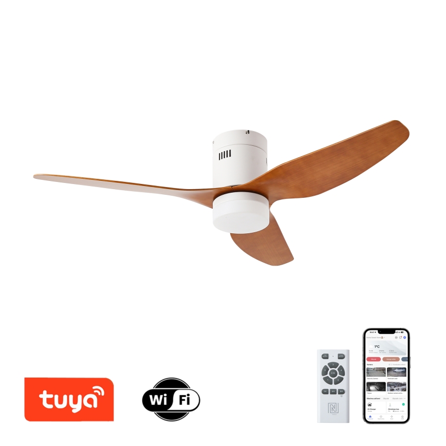 ZEVENTI - LED plafonski ventilator PADUA LED/18W/230V 3000/4000/6000K Wi-Fi Tuya bela/smeđa + daljinski upravljač