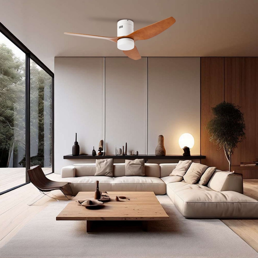 ZEVENTI - LED plafonski ventilator PADUA LED/18W/230V 3000/4000/6000K Wi-Fi Tuya bela/smeđa + daljinski upravljač
