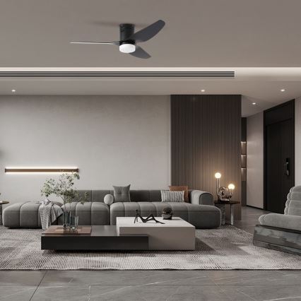 ZEVENTI - LED plafonski ventilator PADUA LED/18W/230V 3000/4000/6000K Wi-Fi Tuya crni + daljinski upravljač