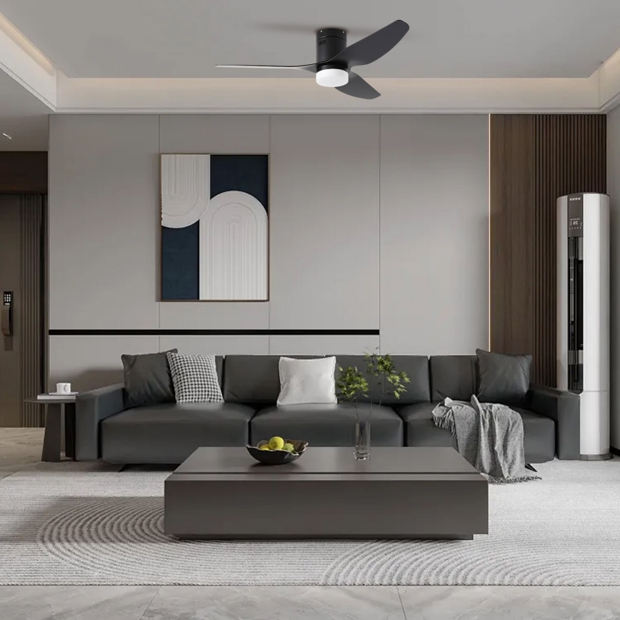 ZEVENTI - LED plafonski ventilator PADUA LED/18W/230V 3000/4000/6000K Wi-Fi Tuya crni + daljinski upravljač