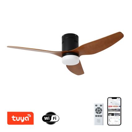 ZEVENTI - LED plafonski ventilator PADUA LED/18W/230V 3000/4000/6000K Wi-Fi Tuya crna/smeđa + daljinski upravljač