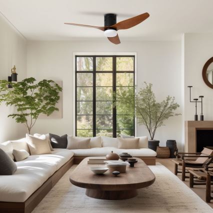 ZEVENTI - LED plafonski ventilator PADUA LED/18W/230V 3000/4000/6000K Wi-Fi Tuya crna/smeđa + daljinski upravljač