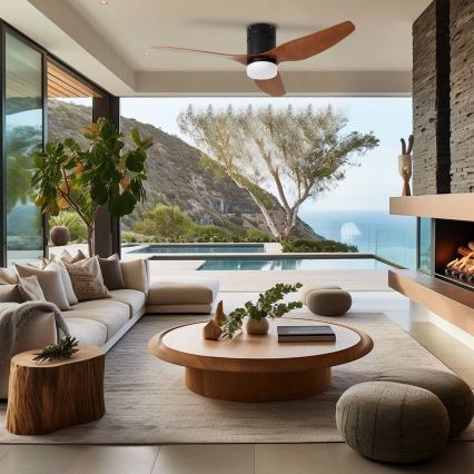 ZEVENTI - LED plafonski ventilator PADUA LED/18W/230V 3000/4000/6000K Wi-Fi Tuya crna/smeđa + daljinski upravljač