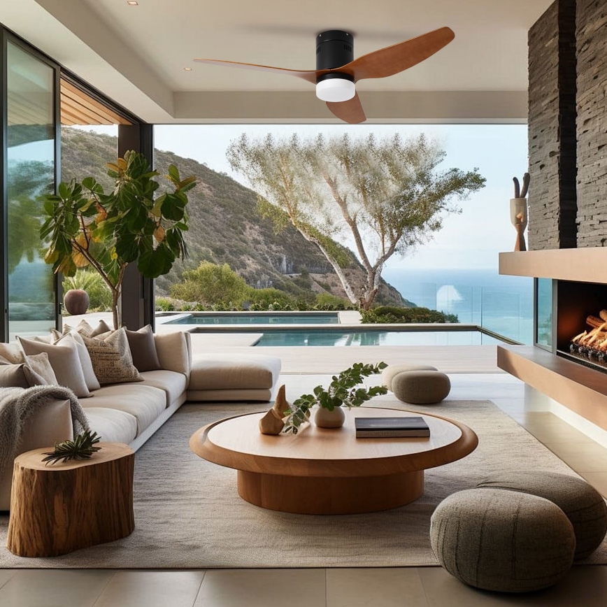 ZEVENTI - LED plafonski ventilator PADUA LED/18W/230V 3000/4000/6000K Wi-Fi Tuya crna/smeđa + daljinski upravljač