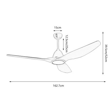 ZEVENTI - LED plafonski ventilator URBINO LED/20W/230V 3000/4000/6000K Wi-Fi Tuya beli + daljinski upravljač