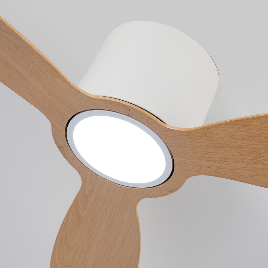 ZEVENTI - LED prigušiva plafonski ventilator VENTORA LED/24W/230V 3000/4000/6000K Wi-Fi Tuya bela/hrast + daljinski upravljač