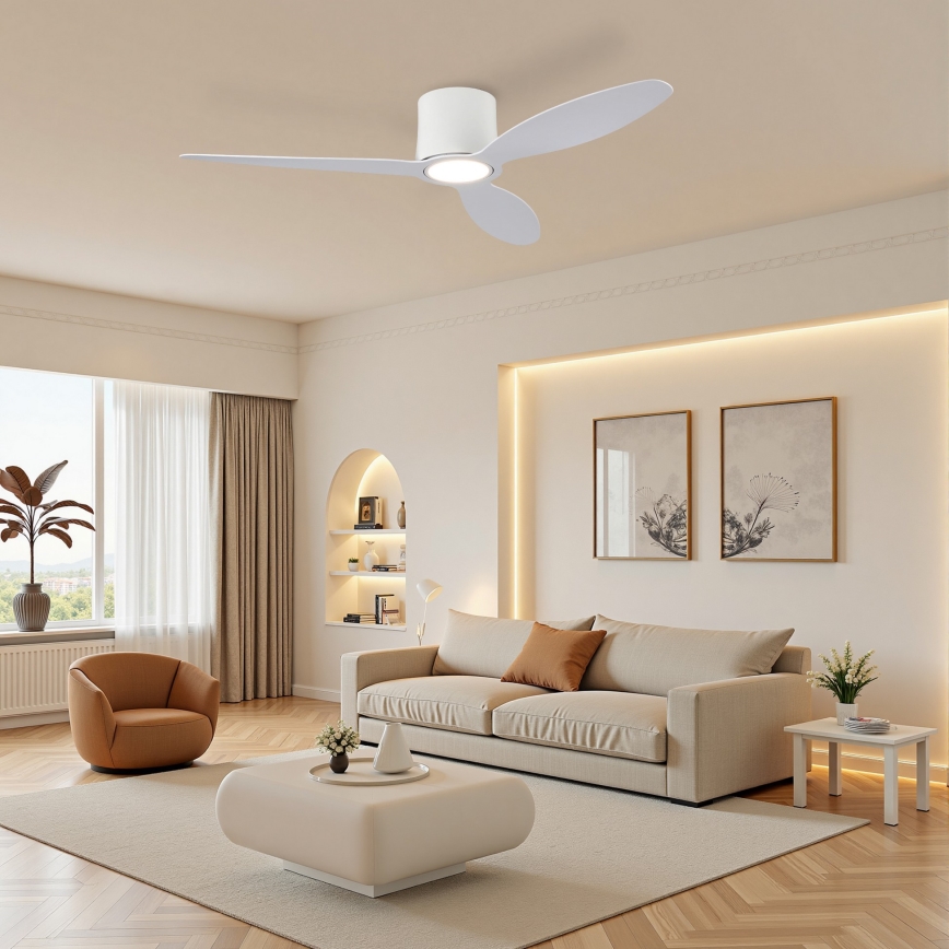 ZEVENTI - LED prigušiva plafonski ventilator VENTORA LED/24W/230V 3000/4000/6000K Wi-Fi Tuya bela + daljinski upravljač