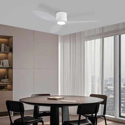 ZEVENTI - LED prigušiva plafonski ventilator VENTORA LED/24W/230V 3000/4000/6000K Wi-Fi Tuya bela + daljinski upravljač
